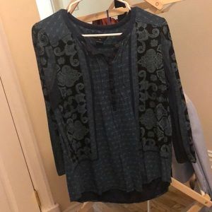 Blue and black paisley top